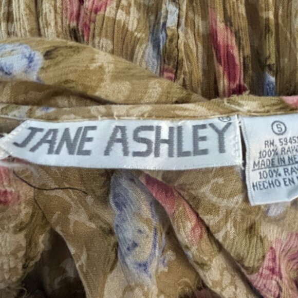 Jane Ashley Vintage 90s Gold Beaded Floral Grunge Back Tie Dress Size Small - Picture 3 of 13